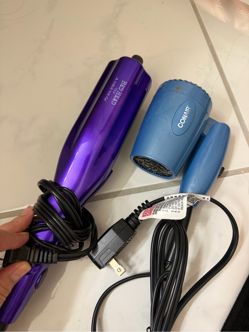 Bed Head Purple & Blue Travel Hair Dryers - Bed Head and Conair